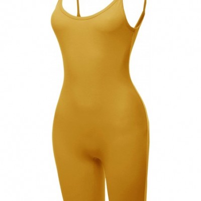 Shapewear Women's Solid Stretch Cotton Sleeveless One Piece Jumpsuit Bodysuit - Fewbsv0015 Mustard - C618O5EL7XC