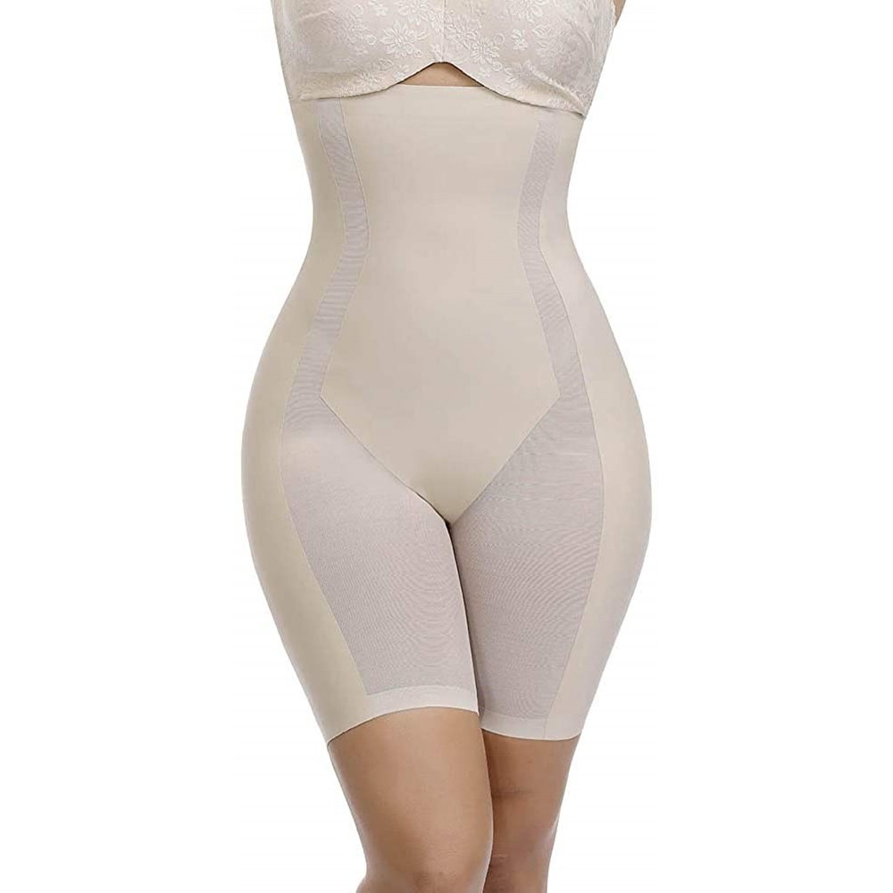 Shapewear Women Body Shaper Mid-Waist Shapewear Trainer Tummy Control Panties Comfortable Seamless Short Panty - Beige-3 - C8...