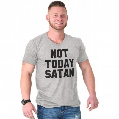 Undershirts Not Today Satan Funny Christian Unisex V Neck T Shirt - Sport Grey - CR187RDO4GX