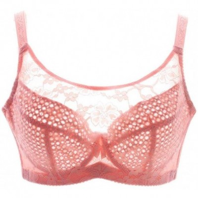 Bras Women's Push-up Comfort Underwire Breathable Strapless Bandeau Lace Bra - Pink - CD18U29I6MW