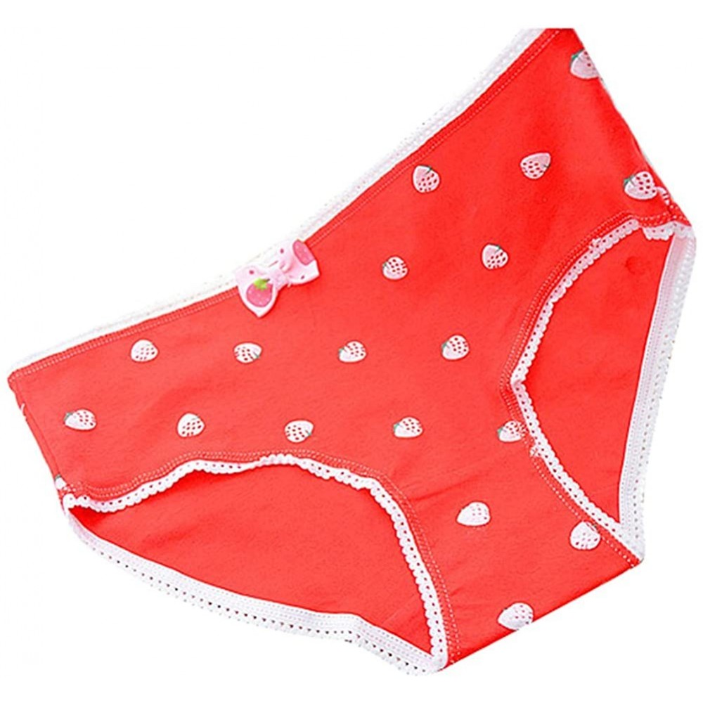 Panties Ladies Girls Sweet Strawberry Underwear Briefs with Lace Trim Cute Soft Panties - Red - CR18KKA9AXH