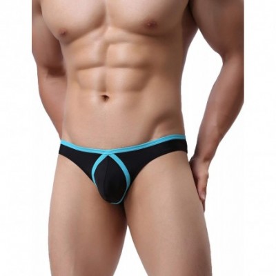 G-Strings & Thongs Mens T-Back Pouch Thongs Low Rise Ice Silk Bikini G-String Briefs Underwear - Blue - CQ18WK5MHZ7