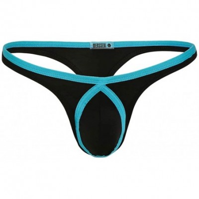 G-Strings & Thongs Mens T-Back Pouch Thongs Low Rise Ice Silk Bikini G-String Briefs Underwear - Blue - CQ18WK5MHZ7