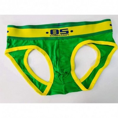 G-Strings & Thongs Men's Cotton Jockstrap- 4-Pack Low Rise Bulge Thong Stretch Underwear Briefs - Navy/Green/Yellow/White - C...