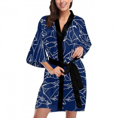 Robes Custom Blue Flower Floral Women Kimono Robes Beach Cover Up for Parties Wedding (XS-2XL) - Multi 2 - CB194S56Q9E