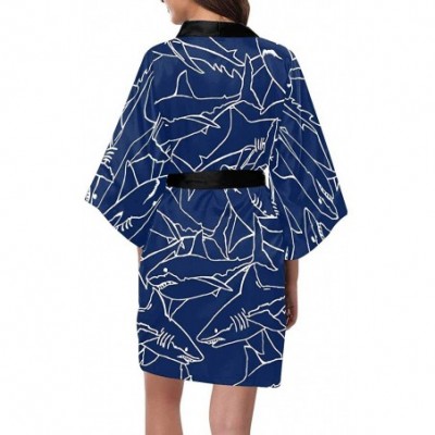 Robes Custom Blue Flower Floral Women Kimono Robes Beach Cover Up for Parties Wedding (XS-2XL) - Multi 2 - CB194S56Q9E