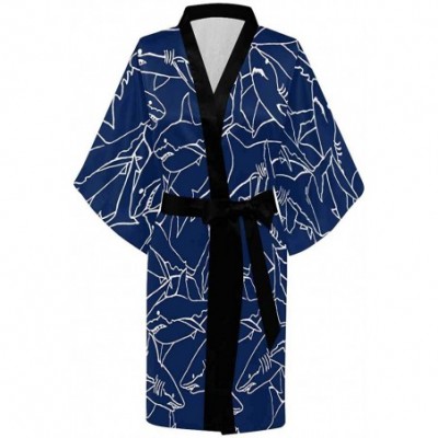 Robes Custom Blue Flower Floral Women Kimono Robes Beach Cover Up for Parties Wedding (XS-2XL) - Multi 2 - CB194S56Q9E