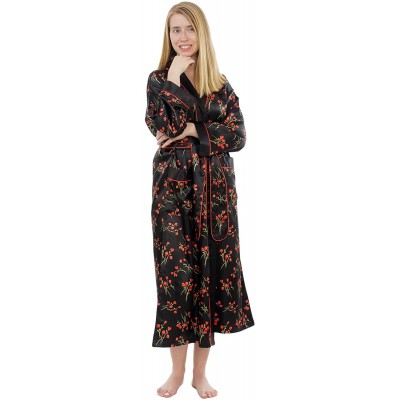 Nightgowns & Sleepshirts Women's Long Satin Robe/Bath Robe - Vintage Floral - CK12N1ZRXEP