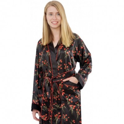 Nightgowns & Sleepshirts Women's Long Satin Robe/Bath Robe - Vintage Floral - CK12N1ZRXEP