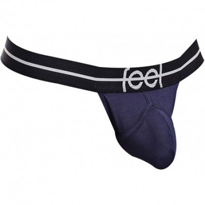 G-Strings & Thongs Perfect G-String Ultra Soft Micro Bulge Mens Sexy Low Rise Underwear - Navy - CI19E6AG68Z