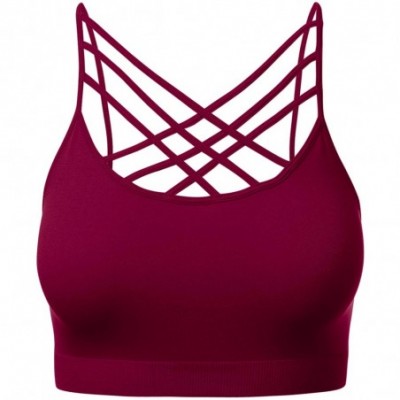 Bras Women's Novelty Bras Seamless Triple Criss-Cross Front Bralette Sports Bra - 102-cabernet - CO18IEKIK63