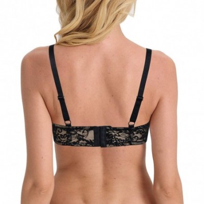 Bras Women's Lightly Padded Underwire Everyday Bra Push Up with Sexy Lace 32A-40D - Nude+black - CG19DI0YXHW