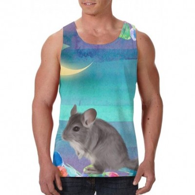 Undershirts Men's Fashion Sleeveless Shirt- Summer Tank Tops- Athletic Undershirt - Chinchillas Moon - CT19DSKCMWY