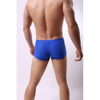 Briefs Men's Low Waist Sexy Cotton Boxer Briefs - Dark Blue - CX193W403EI