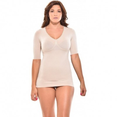 Shapewear Seamless Shaping Camisole with Arm Control Shapewear -Arm Shaper Short Sleeve Cami Shaper - Nude - CQ194GDMEX9