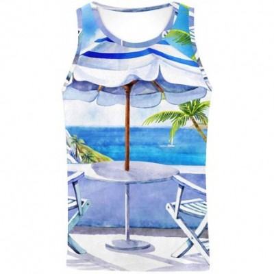 Undershirts Men's Muscle Gym Workout Training Sleeveless Tank Top Different Squid and Fish - Multi6 - CQ19DW8IXOQ