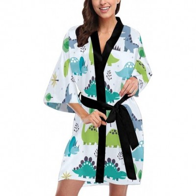 Robes Custom Wildlife Elephant Dinosaur Women Kimono Robes Beach Cover Up for Parties Wedding (XS-2XL) - Multi 5 - CP194UHM3LZ