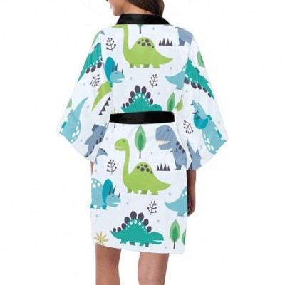 Robes Custom Wildlife Elephant Dinosaur Women Kimono Robes Beach Cover Up for Parties Wedding (XS-2XL) - Multi 5 - CP194UHM3LZ