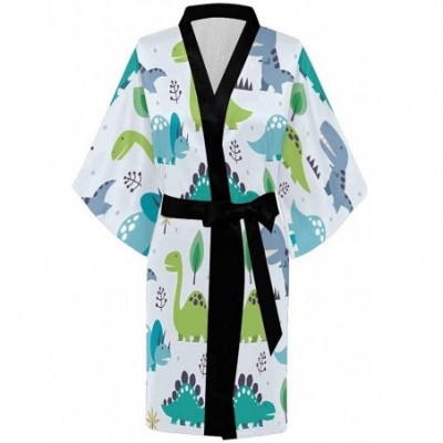 Robes Custom Wildlife Elephant Dinosaur Women Kimono Robes Beach Cover Up for Parties Wedding (XS-2XL) - Multi 5 - CP194UHM3LZ