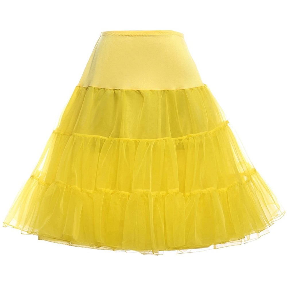 Slips Women's 50s Petticoat Vintage Crinoline Tutu Underskirts - Yellow - CC18YHKGMYN