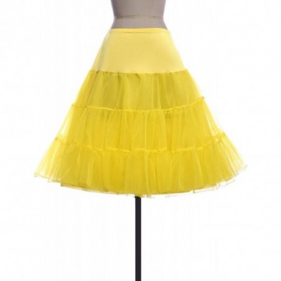 Slips Women's 50s Petticoat Vintage Crinoline Tutu Underskirts - Yellow - CC18YHKGMYN