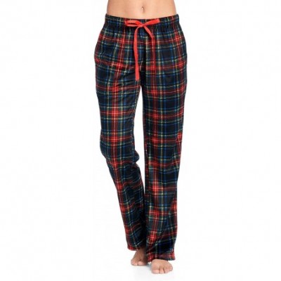 Sets Women's Jersey Knit Long-Sleeve Top and Mink Fleece Bottom Pajama Set - Minky - Black Stewart Plaid - CE18E52XKOQ