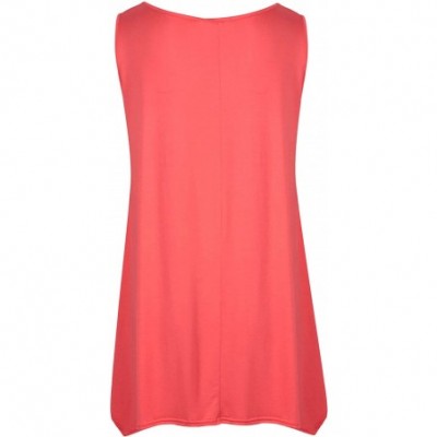 Tops Women's Sleeveless Gathered Uneven Hem Vest Top - Coral - CP11VBEFWWH