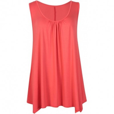 Tops Women's Sleeveless Gathered Uneven Hem Vest Top - Coral - CP11VBEFWWH