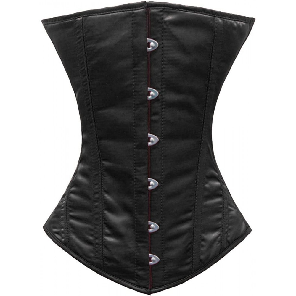 Bustiers & Corsets Heavy Duty 26 Double Steel Boned Waist Training Satin Underbust Tight Shaper Corset 8522-SA - Black - CQ12...