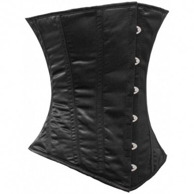 Bustiers & Corsets Heavy Duty 26 Double Steel Boned Waist Training Satin Underbust Tight Shaper Corset 8522-SA - Black - CQ12...