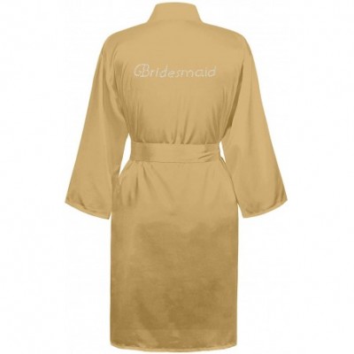 Robes Bridesmaid Robe with Rhinestones- 3/4 Sleeves - Champagne - CH183MX4KDQ