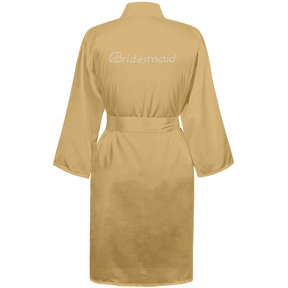 Robes Bridesmaid Robe with Rhinestones- 3/4 Sleeves - Champagne - CH183MX4KDQ