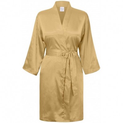 Robes Bridesmaid Robe with Rhinestones- 3/4 Sleeves - Champagne - CH183MX4KDQ