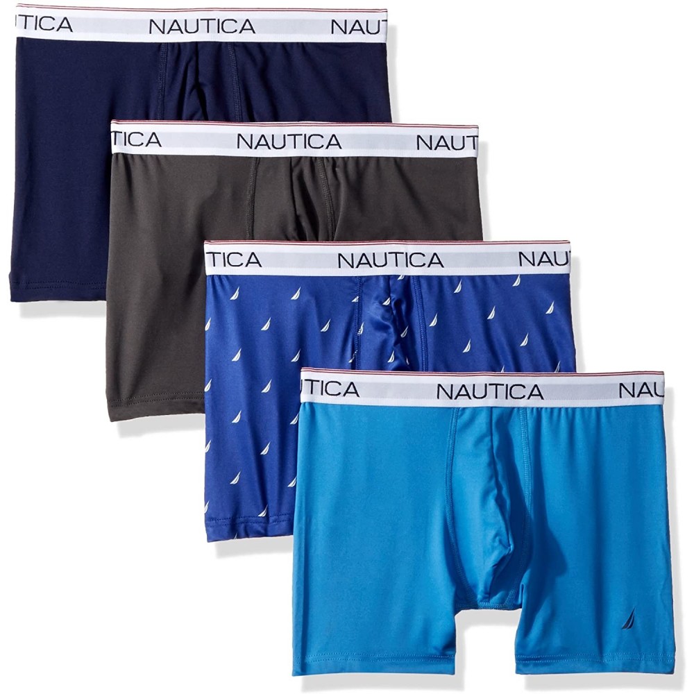 Boxer Briefs Men's Cotton Stretch Classic Boxer Brief Multipack - 4 Pack Charcoal/Peacoat/Clear Skies Blue/Sail Print Blue - ...