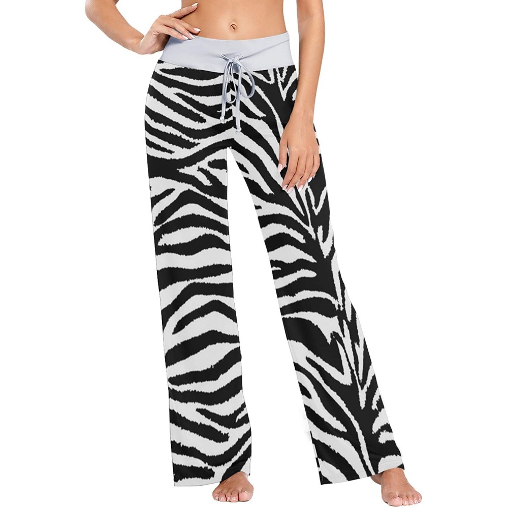 Bottoms Women's Pajama Pants-Black and White Zebras Drawstring Sleepwear Pants Lounge Yoga Pants Wide Leg Pants for All Seaso...