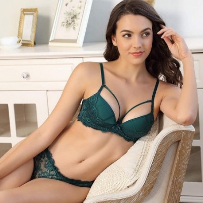 Bras Women's Sexy Bra Set -Ladies lace Underwire Push-up Bra&Everyday Bras - B318green - CV18M7I26DT