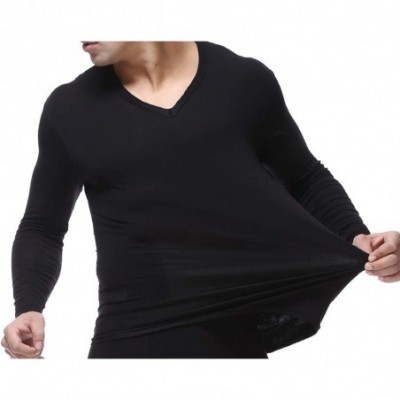 Thermal Underwear Men's Extended Modal Thermal Active V Neck Fit Fleece Lined Base Shirt Compression Long Johns Pullover Unde...