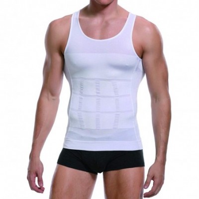 Undershirts Mens Compression Shirts Undershirt Shapewear Muscle Tank Top Body Slimming Vest - White196 - CM18SSHHGGZ