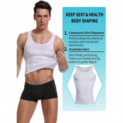 Undershirts Mens Compression Shirts Undershirt Shapewear Muscle Tank Top Body Slimming Vest - White196 - CM18SSHHGGZ