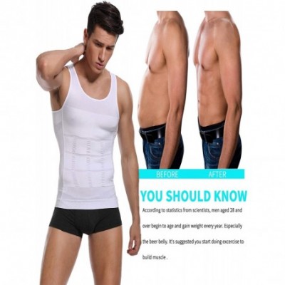 Undershirts Mens Compression Shirts Undershirt Shapewear Muscle Tank Top Body Slimming Vest - White196 - CM18SSHHGGZ