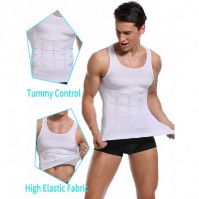 Undershirts Mens Compression Shirts Undershirt Shapewear Muscle Tank Top Body Slimming Vest - White196 - CM18SSHHGGZ