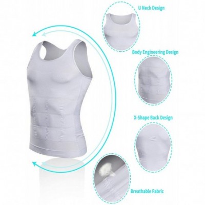 Undershirts Mens Compression Shirts Undershirt Shapewear Muscle Tank Top Body Slimming Vest - White196 - CM18SSHHGGZ