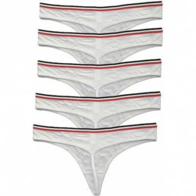 Panties 5 Pack Women's Black White Red Panties Cotton Spandex Thongs Underwear G-strings - White1 - C218HW85QHK