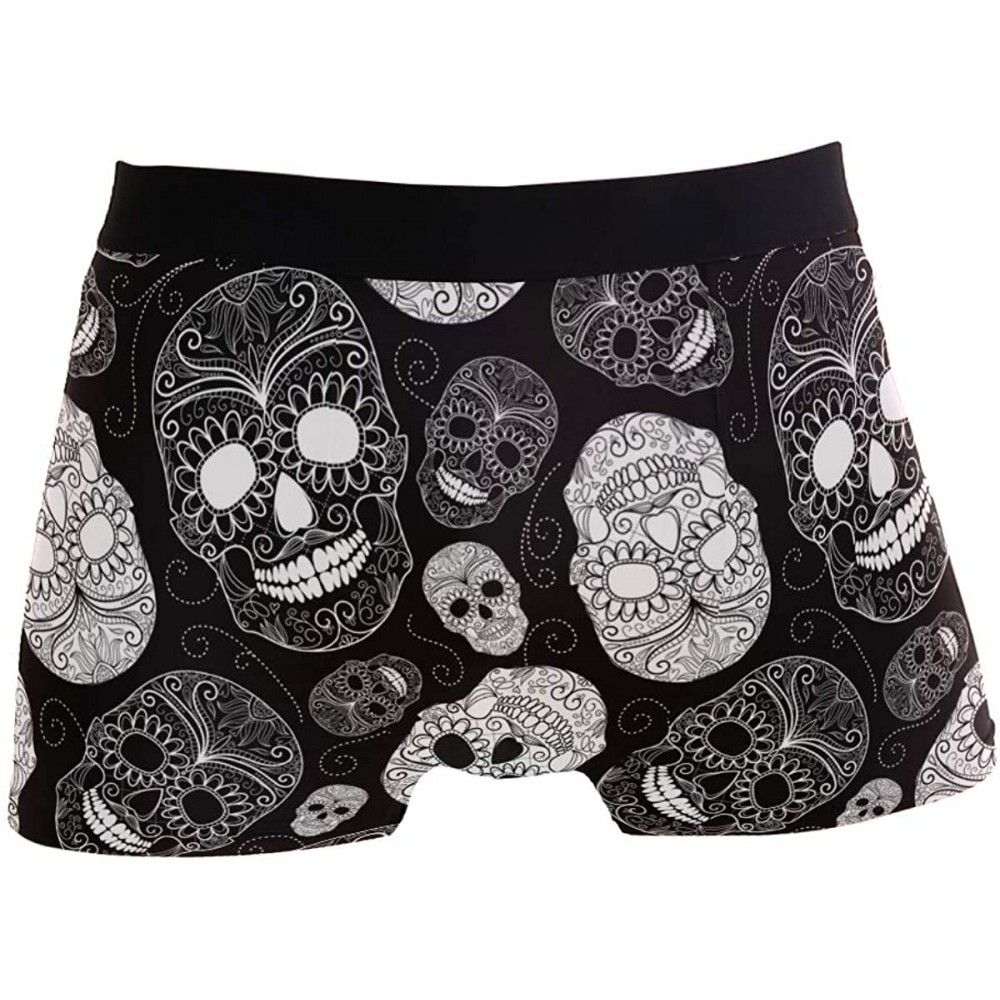 Boxer Briefs Mens No Ride-up Underwear Smiling Guinea Pig Boxer Briefs - Psychedelic Pot Leaf Skull Floral - CY18Y32G9Z2