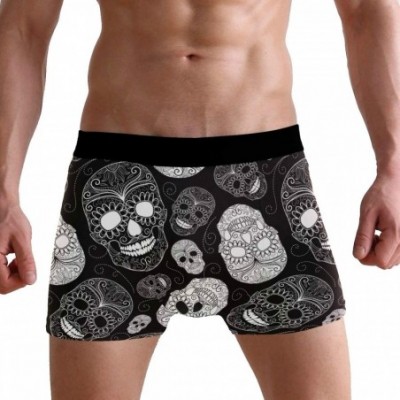 Boxer Briefs Mens No Ride-up Underwear Smiling Guinea Pig Boxer Briefs - Psychedelic Pot Leaf Skull Floral - CY18Y32G9Z2