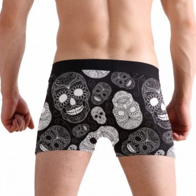 Boxer Briefs Mens No Ride-up Underwear Smiling Guinea Pig Boxer Briefs - Psychedelic Pot Leaf Skull Floral - CY18Y32G9Z2