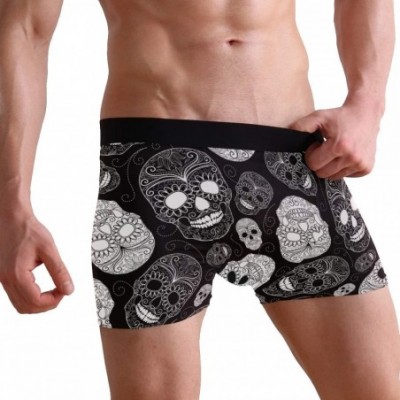 Boxer Briefs Mens No Ride-up Underwear Smiling Guinea Pig Boxer Briefs - Psychedelic Pot Leaf Skull Floral - CY18Y32G9Z2