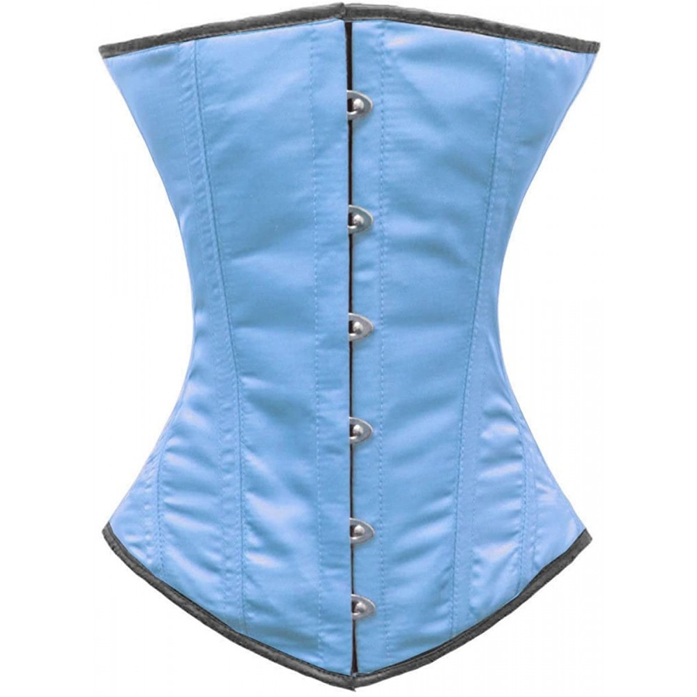 Bustiers & Corsets Heavy Duty 26 Double Steel Boned Waist Training Satin Underbust Tight Shaper Corset 8522-SA - Light Blue (...