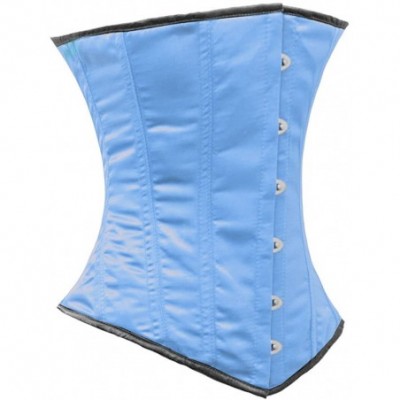 Bustiers & Corsets Heavy Duty 26 Double Steel Boned Waist Training Satin Underbust Tight Shaper Corset 8522-SA - Light Blue (...