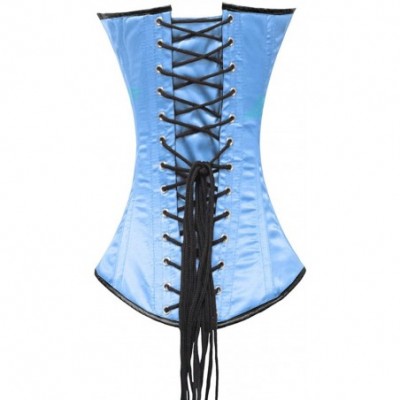 Bustiers & Corsets Heavy Duty 26 Double Steel Boned Waist Training Satin Underbust Tight Shaper Corset 8522-SA - Light Blue (...